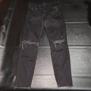 Mother Womens Black The Looker Ankle Fray‎ Distressed Jeans 29 Butt Rip